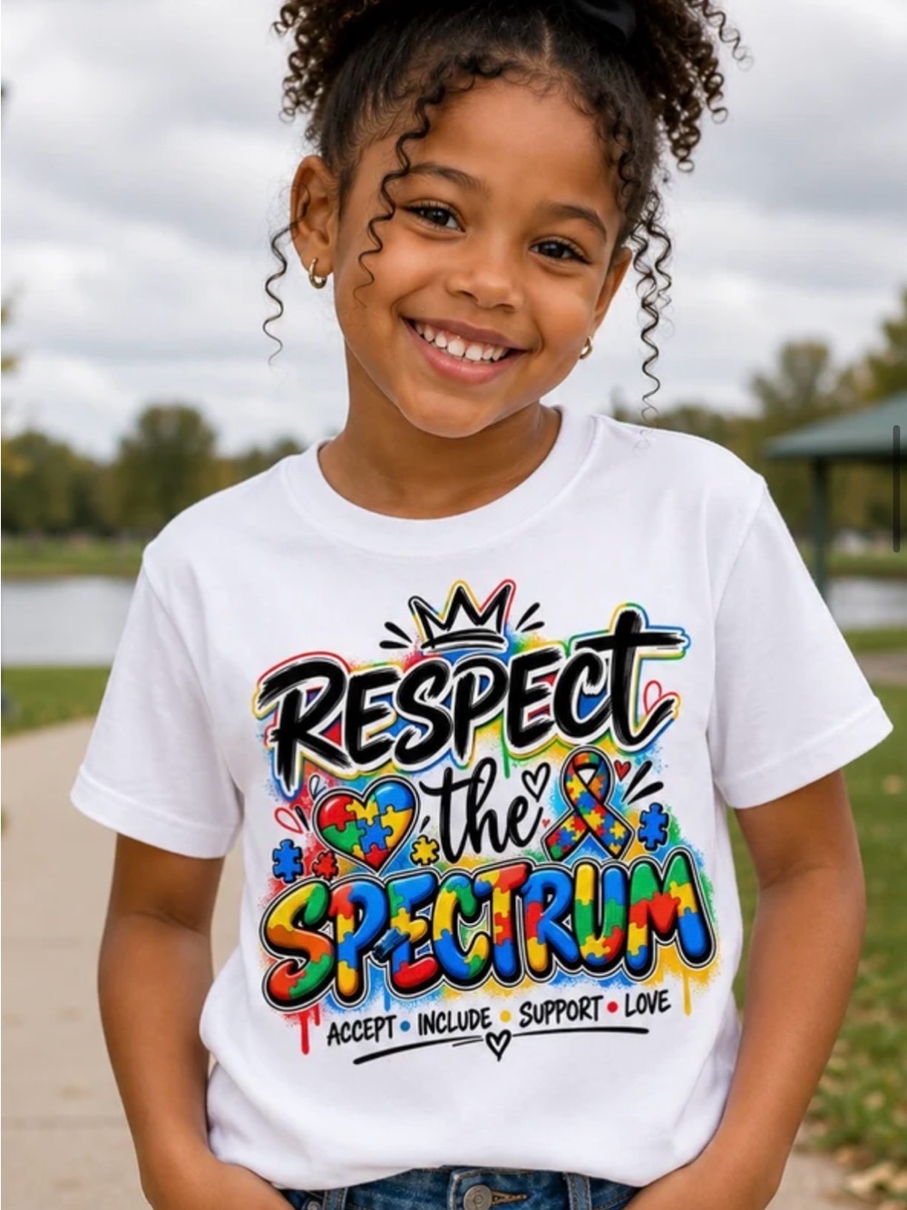 Respect the Spectrum Kids White Graphic Tee